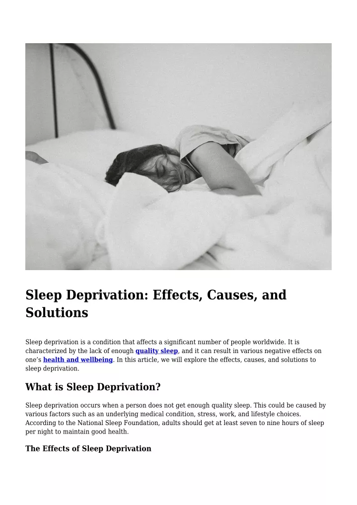 PPT - Sleep Deprivation- Effects, Causes, And Solutions PowerPoint ...