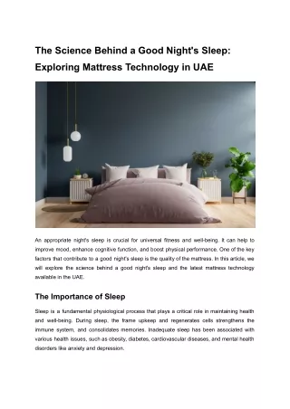 The Science Behind a Good Night's Sleep_ Exploring Mattress Technology in UAE