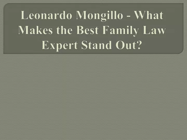 leonardo mongillo what makes the best family law expert stand out