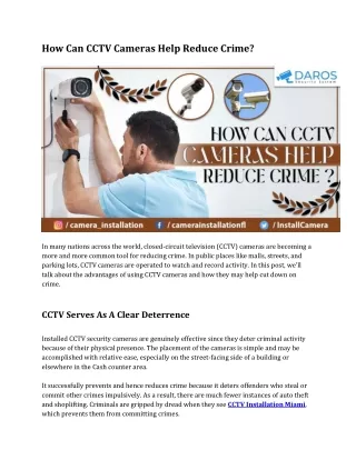 How Can CCTV Cameras Help Reduce Crime