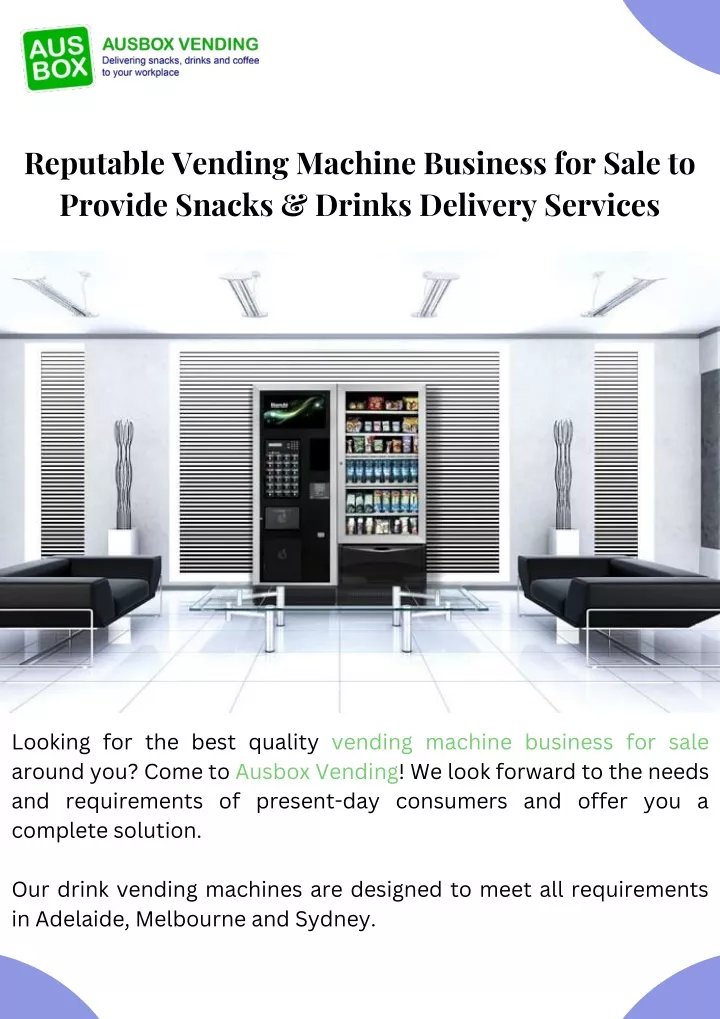 reputable vending machine business for sale