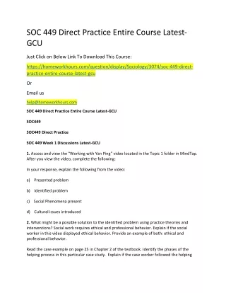 soc 449 direct practice entire course latest gcu