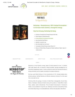 Herbotop – Revolutionary, 100% Herbal Formulation to increase male stamina