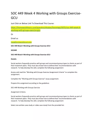 soc 449 week 4 working with groups exercise gcu