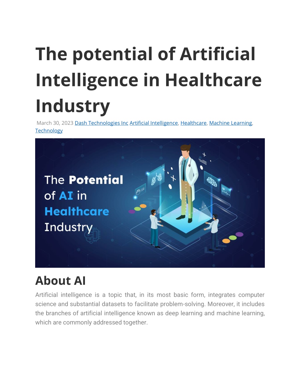 PPT - The potential of Artificial Intelligence in Healthcare Industry ...