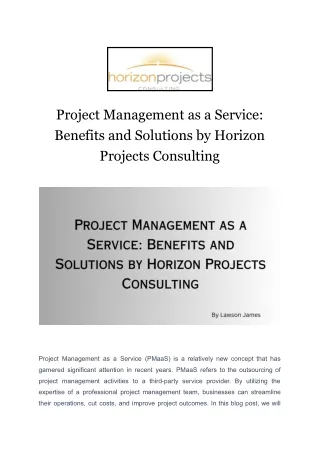 Project Management as a Service: Benefits and Solutions by Horizon Projects