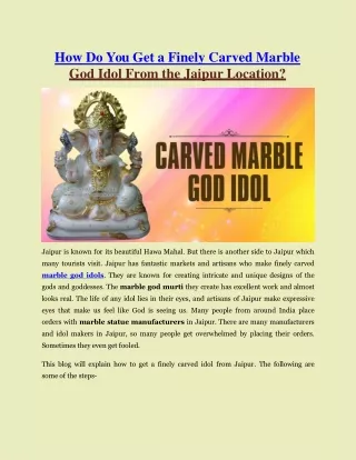 how do you get a finely carved marble god idol from the jaipur location
