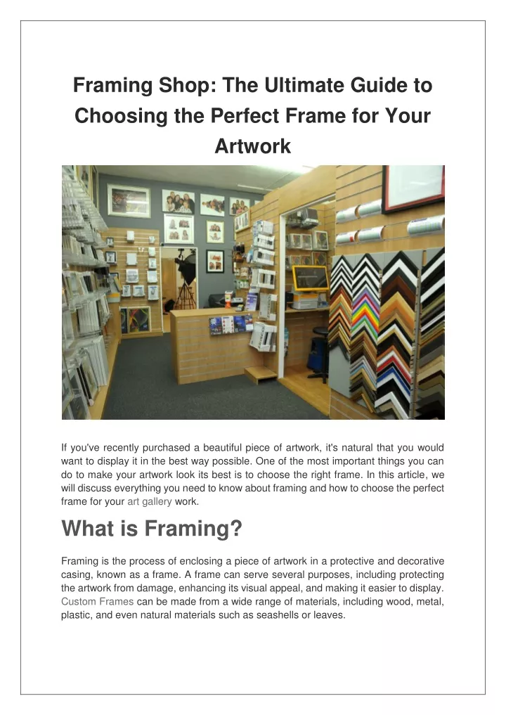 framing shop the ultimate guide to choosing