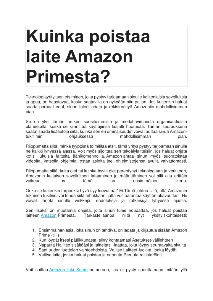 kuinka poistaa laite amazon primesta