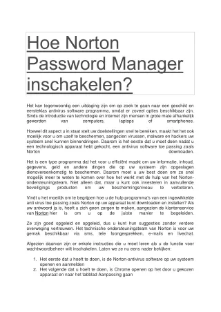 Hoe Norton Password Manager inschakelen