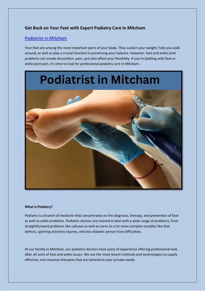 get back on your feet with expert podiatry care