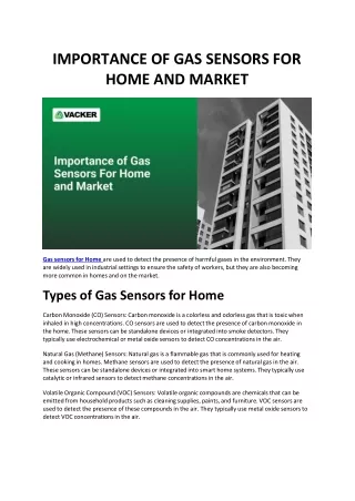 IMPORTANCE OF GAS SENSORS FOR HOME AND MARKET