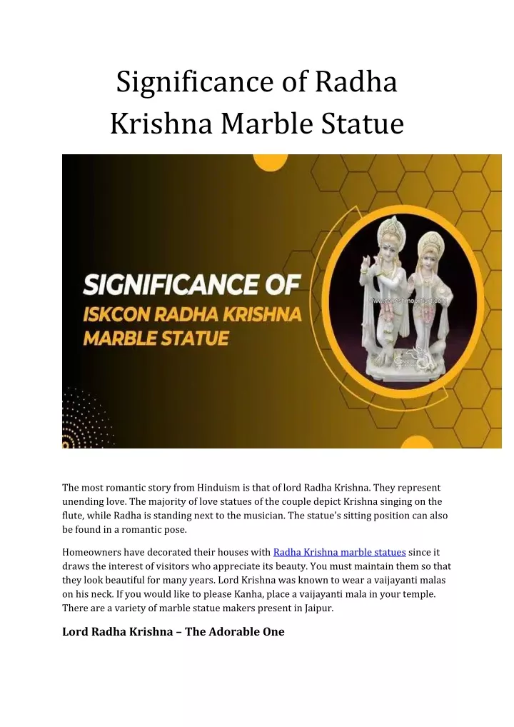 significance of radha krishna marble statue