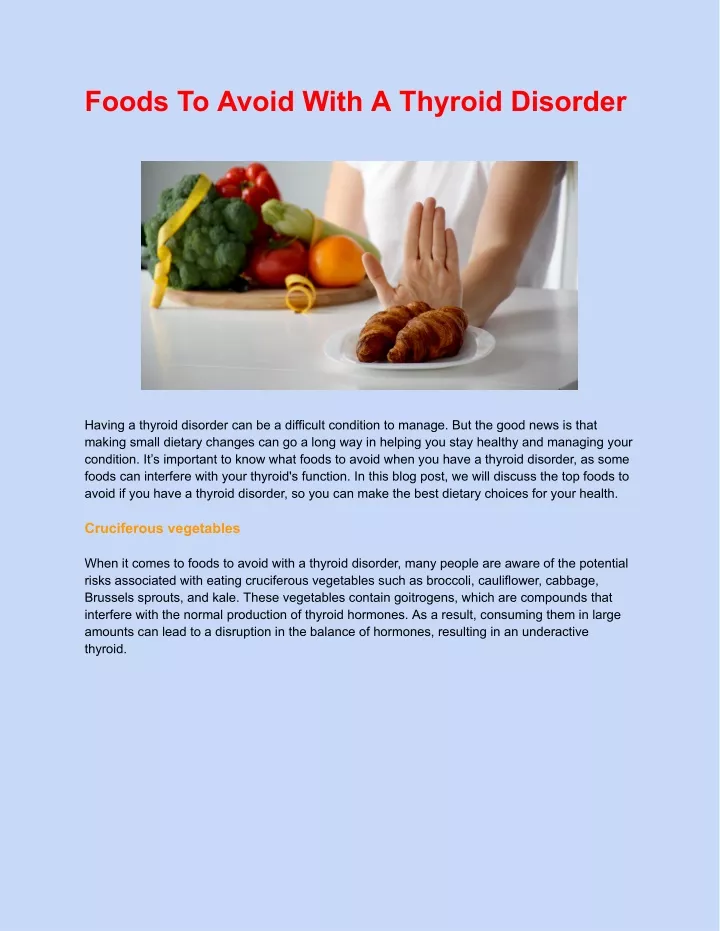 foods to avoid with a thyroid disorder