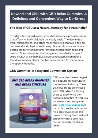 Unwind & Chill with CBD Relax Gummies-A Delicious & Convenient Way to De-Stress