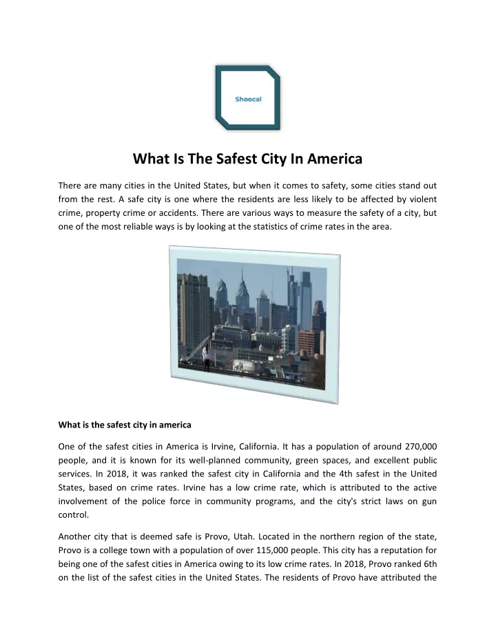 what is the safest city in america