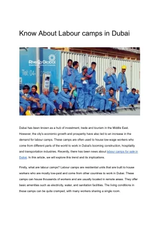 Know About Labour camps in Dubai