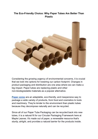 The Eco-Friendly Choice_ Why Paper Tubes Are Better Than Plastic