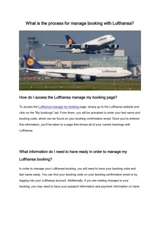 What is the process for manage booking with Lufthansa