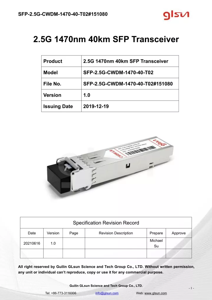 sfp 2 5g cwdm 1470 40 t02 151080