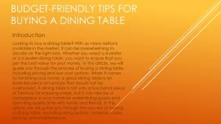 Budget-Friendly Tips for Buying a Dining Table
