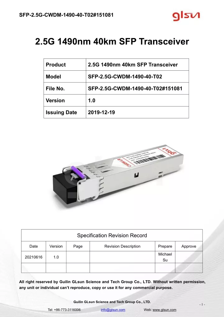 sfp 2 5g cwdm 1490 40 t02 151081