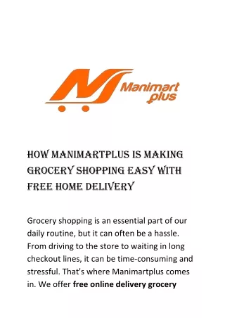 Making Grocery Shopping Easy with Free Home Delivery