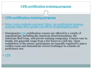 cpr certification training program