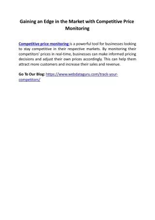 gaining an edge in the market with competitive