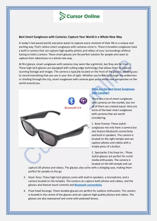 Get the Best Smart Sunglasses with Camera for an Enhanced Experience