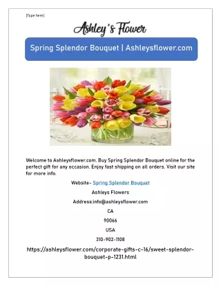 Spring Splendor Bouquet | Ashleysflower.com
