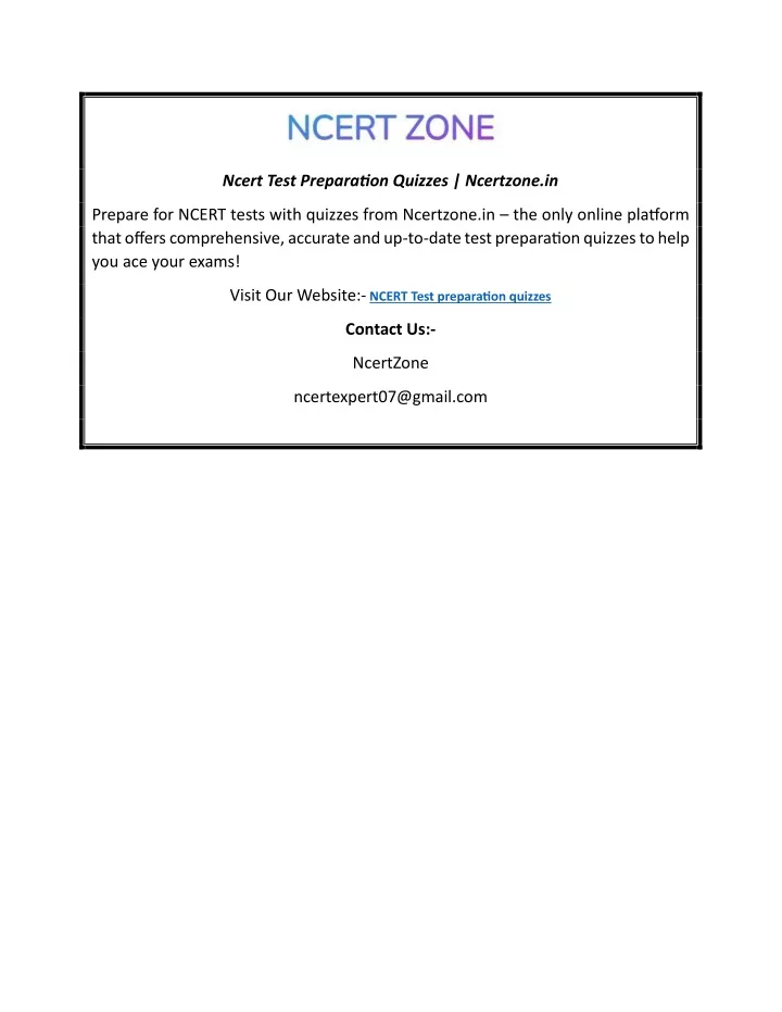 ncert test preparation quizzes ncertzone in