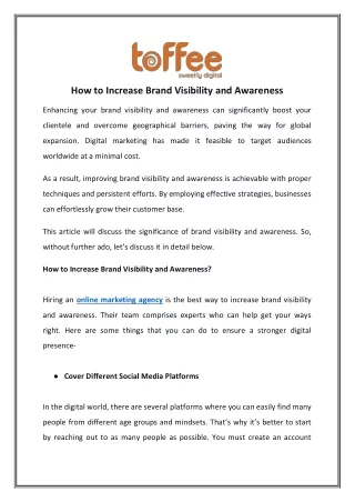 how to increase brand visibility and awareness