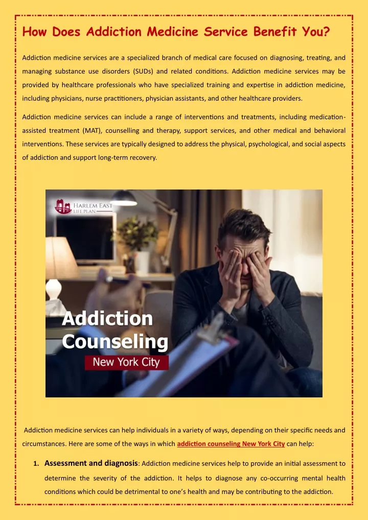 how does addiction medicine service benefit you