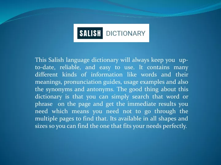 this salish language dictionary will always keep