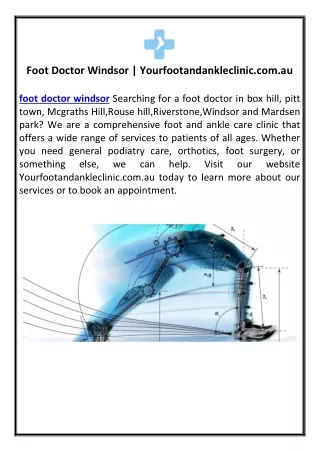 Foot Doctor Windsor | Yourfootandankleclinic.com.au