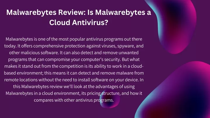 malwarebytes review is malwarebytes a cloud