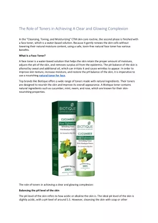 the role of toners in achieving a clear