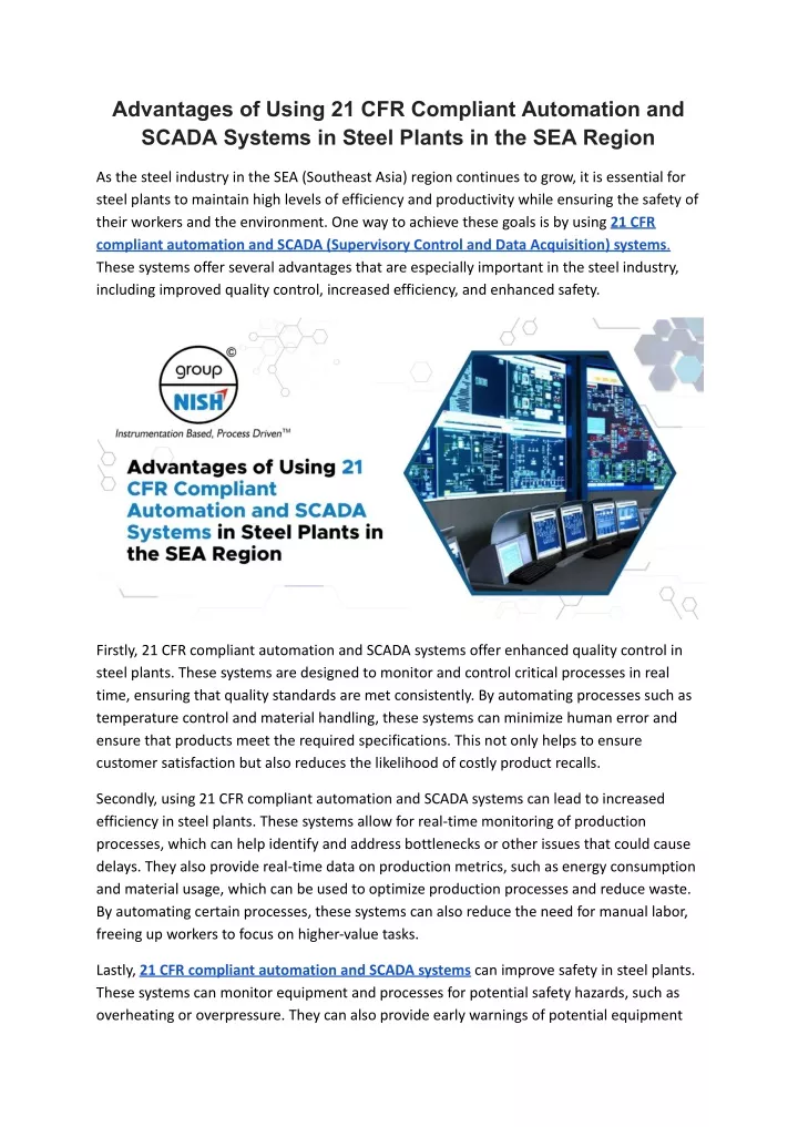 advantages of using 21 cfr compliant automation