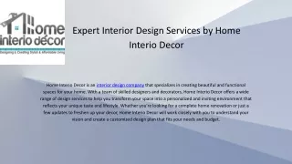 Expert Interior Design Services by Home Interio Decor