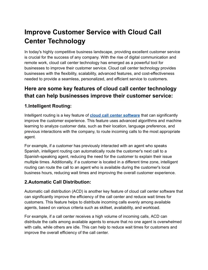 improve customer service with cloud call center