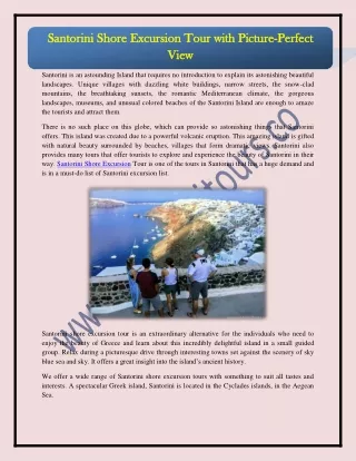 Santorini Shore Excursion Tour with Picture-Perfect  View