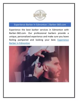 Experience Barber In Edmonton | Barber-360.com