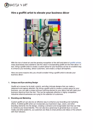 Hire a graffiti artist to elevate your business décor