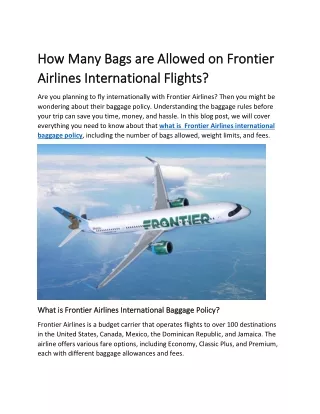 How Many Bags are Allowed on Frontier Airlines International Flights