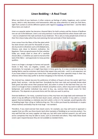 linen bedding a real treat