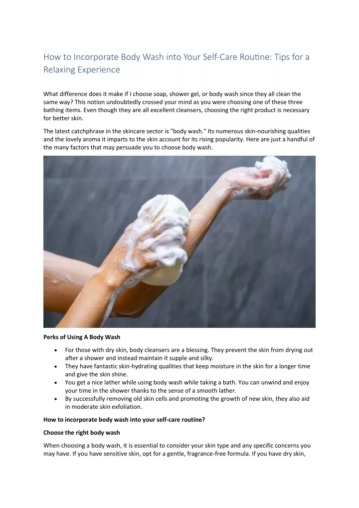 how to incorporate body wash into your self care