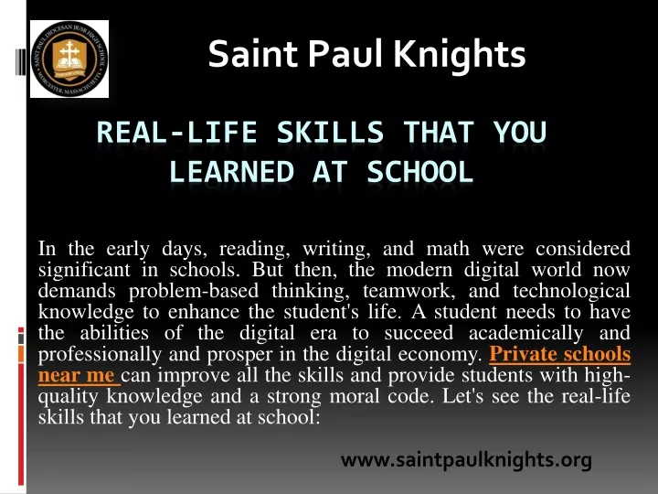 real life skills that you learned at school