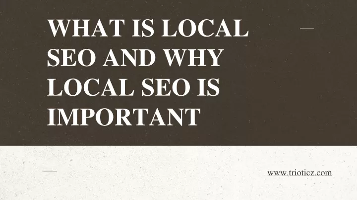 what is local seo and why local seo is important