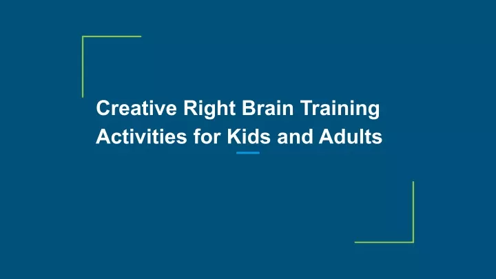 creative right brain training activities for kids